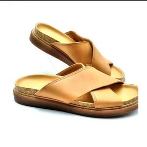 Clarks Womens Trace Drift Slides Sandals Brown Platform Heels Slip On 8.5 M